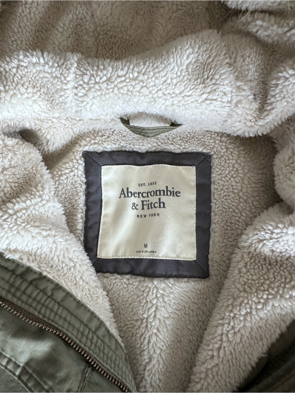 Abercrombie & Fitch Women’s Y2K Sherpa Lined Military Parka Fur Trim Hood Medium - Picture 10 of 16